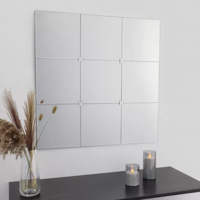 75x75cm Bevelled All Glass Window Mirror Simple Elegant Design Frameless Bevelle