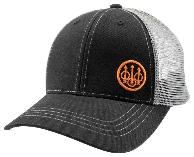 BERETTA TRIDENT TRUCKER Hat Snapback Black Orange Logo