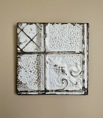 11” Piece Antique Ceiling Tin Reclaimed Salvage Old Warehouse Mounted to Hang!