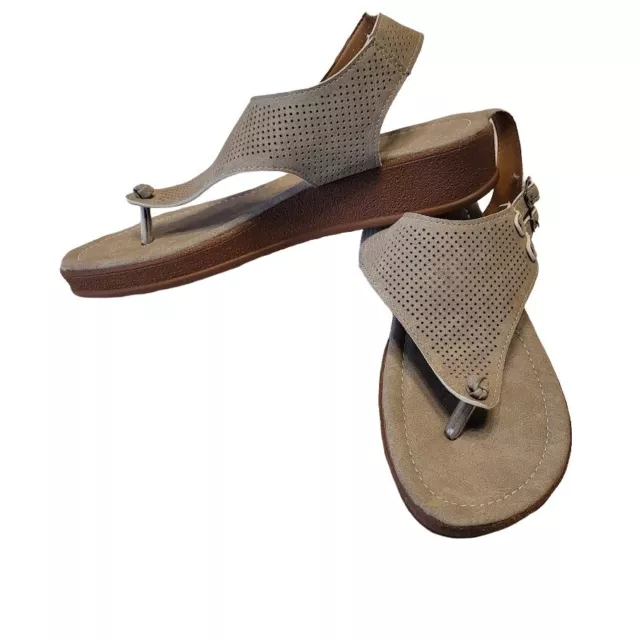 Beige Back Strap Thong Double Buckle Strap Sandals Womens 8.5 - 9