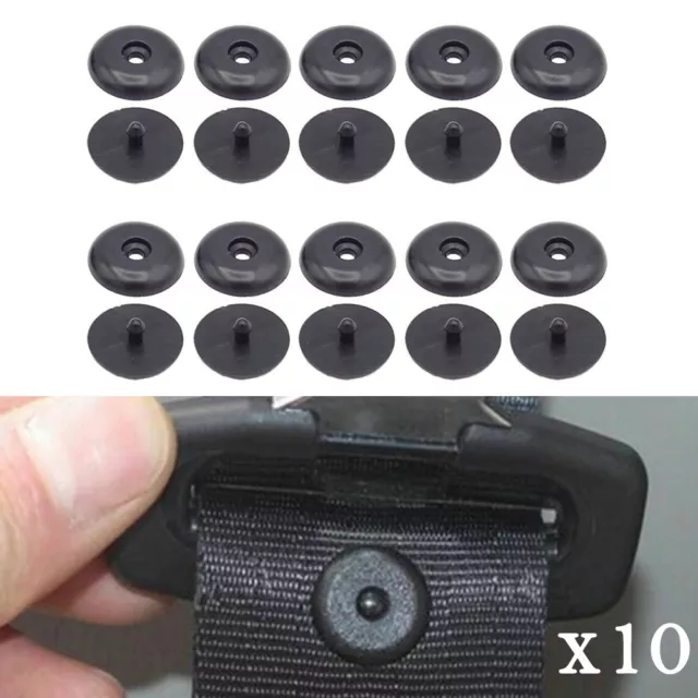 Non Slip Seat Belt Button Buckle Stopper Kit 10 Pairs Universal Fit Black