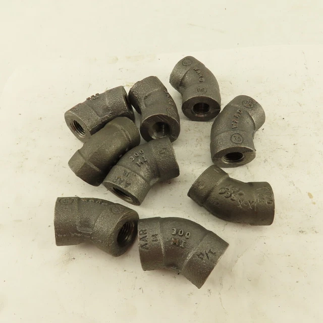 Ward 1/4"NPT Schedule 80 Malleable 45° Elbow  Black Pipe Fitting Lot of 9