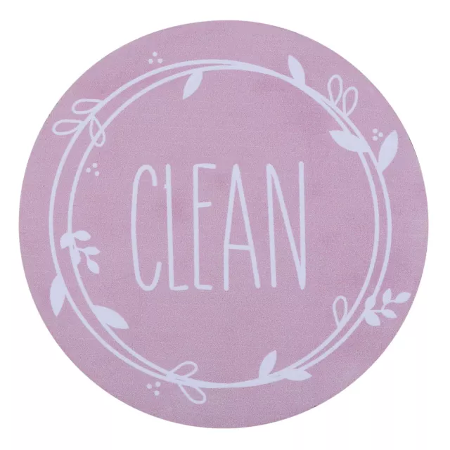 Dirty Clean Dishwasher Magnet, Round Refrigerator Sign Magnet, Black, Pink