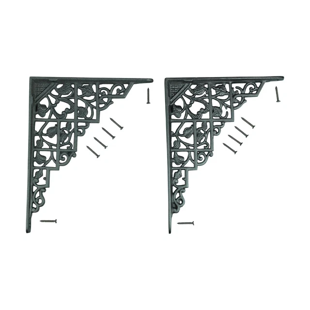 Black Shelf Bracket Supports Aluminum Mantle Antique Floating Storage 7 X 8 3/4"