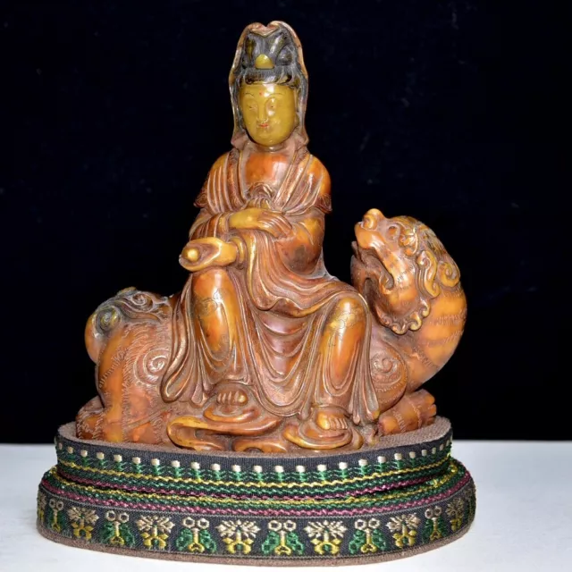 Chinese Exquisite Handmade Guanyin carving Shoushan Stone Statue