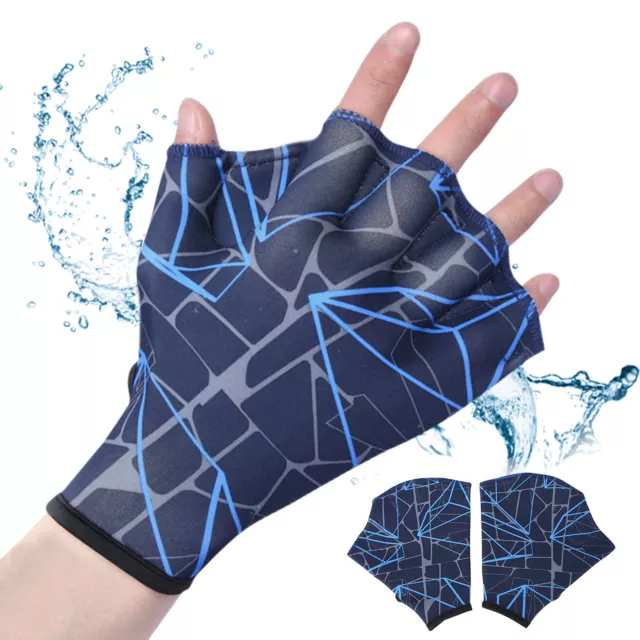 Swimming Hand Fins Half-Cut Webbed Diving Swim Gloves Training Flippers Paddle