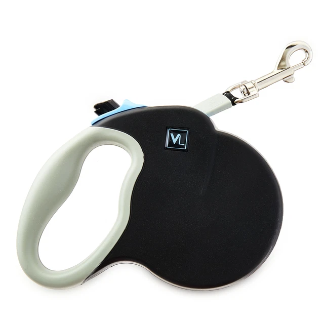 Vibrant Life 16' Nylon Reflective Retractable Dog Leash, Black, M