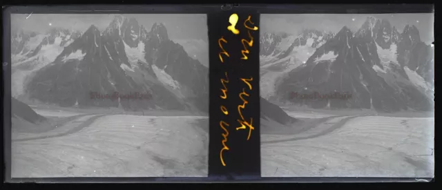 Montagne Neige c1920 NEGATIF Photo Stereo Plaque de verre VR12nc4