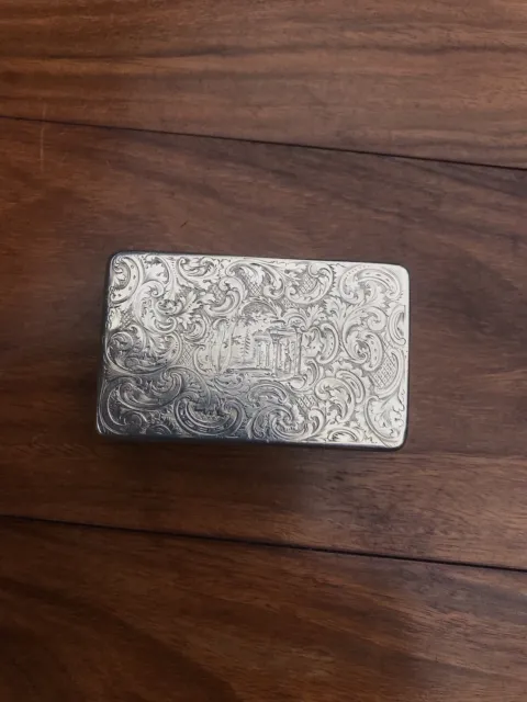 Antique 19th C Georgian Solid Silver Snuff Pill Box Presented To Mp London 1837