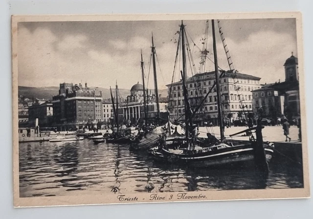 TRIESTE RIVA 3 NOVEMBRE CARTOLINA 1935 CON FRANCOBOLLO 20 cent COLLEZIONISMO