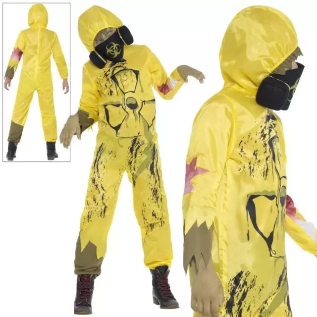 Quarantine Zombie Costume Kids Hazard Halloween Boys Girls Fancy Dress Outfit