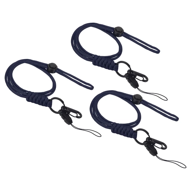 3Pcs Neck Lanyard w Hook Badge Lanyards Adjustable Strap Keychain Dark Blue