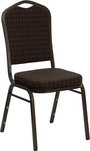 10 PACK Banquet Chair Brown Patterned Fabric Restaurant Chair Crown Back Stack
