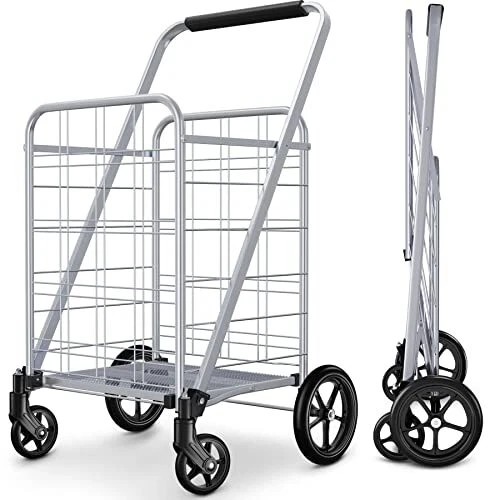Newly Released Grocery Utility Flat Folding Shopping Large Silver New