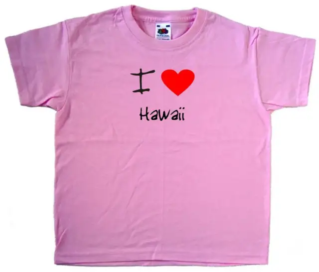 I Love Heart Hawaii Pink Kids T-Shirt