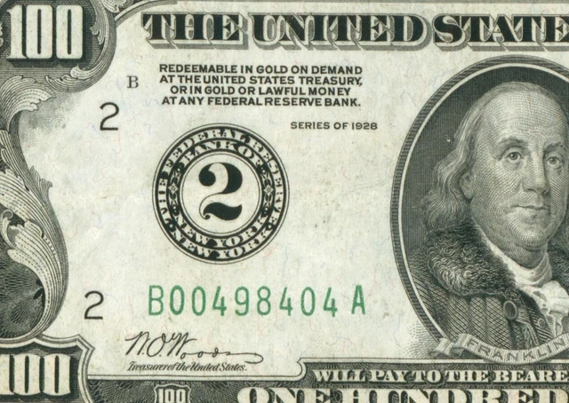$100 1928 (( NEW YORK )) Federal Reserve Note ** DAILY CURRENCY AUCTIONS