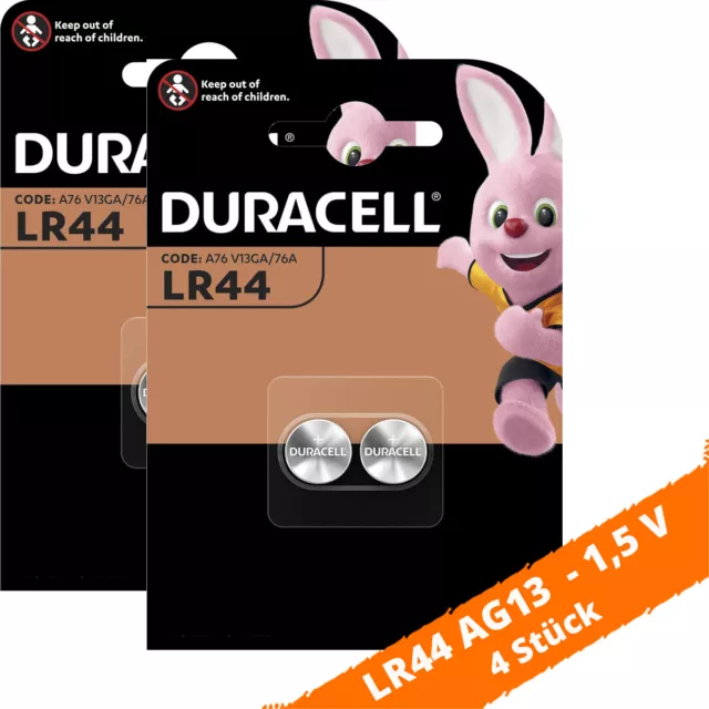 4 x Duracell LR44 AG13 Alkaline Knopfzelle 357 V13GA A76 LR1154 Uhrenbatterie