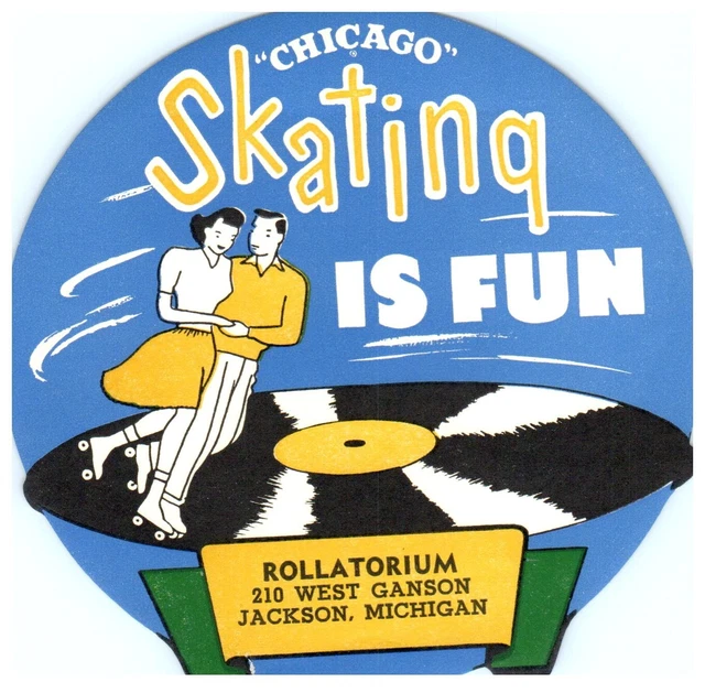 ORIGINAL VINTAGE 1940S Roller Skating Rink Sticker Rollatorium Jackson