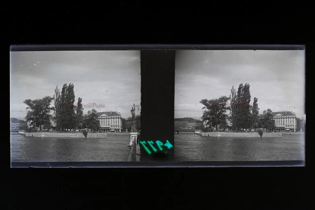 Suisse Genève Photo Stereo 7n16 Plaque verre Vintage NEGATIF 1932