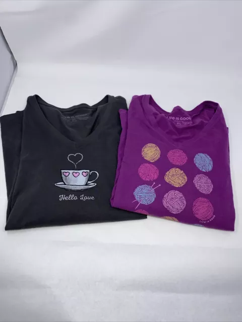 Womens Life Is Good Long Sleeve Crusher Tees Lot Of 2 Sz Xl