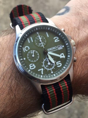 SEIKO 7T92-0BB0 CHRONOGRAPH Classic Military Style Analogue Display Watch Â£129.99 - PicClick UK