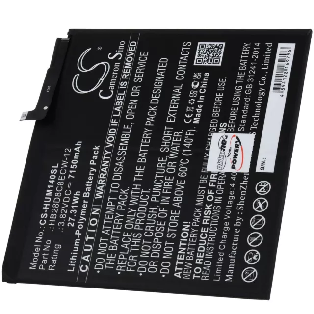 Batteria per Tablet Huawei BAH3-L09 3,82V 7150mAh/27Wh Li-Polimero Nero