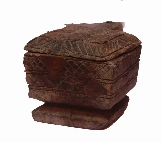 Indian Old Vintage Hand Made Unique Wooden Spice Masala Powder Box WD 230 2
