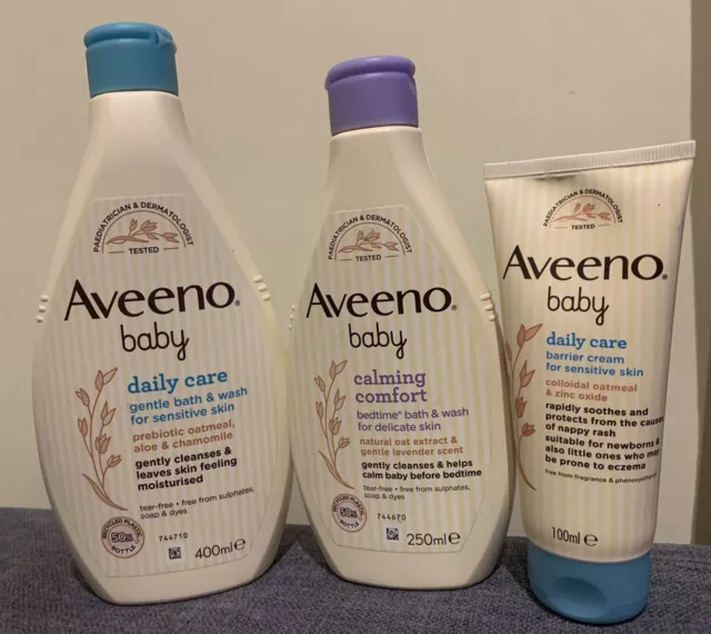 Neu Aveeno Baby tägliche Pflege Bad waschen + cremefarben und beruhigender Komfort Bad waschen - 3 Artikel