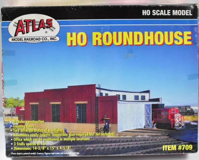 BNIB Atlas Model Railroad Kit HO  No.709 3-Stall Roundhouse Curved Engine Shed