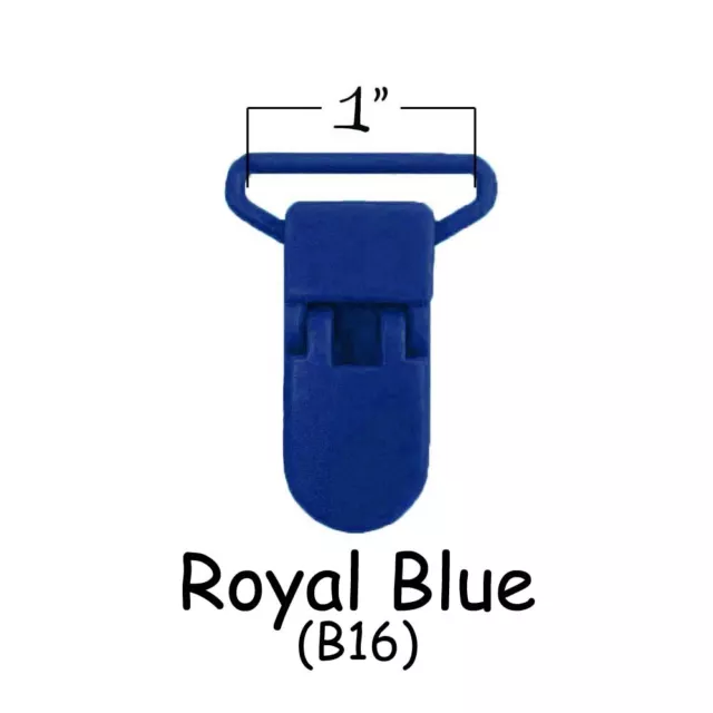 10 KAM Plastic Paci Pacifier - Suspender / Bib Holder Clips - 1" Royal Blue