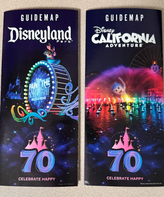 DISNEYLAND & DCA 70th Park Guide Map 2025 Celebrate HAPPY £6.99 ...
