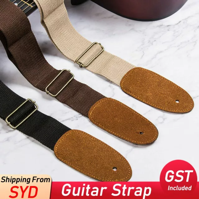 Luxury Leather Cotton Guitar Acoustic Electric Basses Guitar Strap Adjustable AU