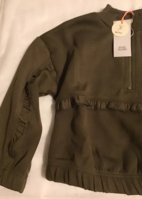 River island mini girls aged 2-3 years dark khaki frilly tracksuit BNWT 5