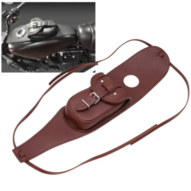 PU Brown Leather Fuel Gas Tank Bag Cover Pad Panel For Harley Dyna Electra Glide