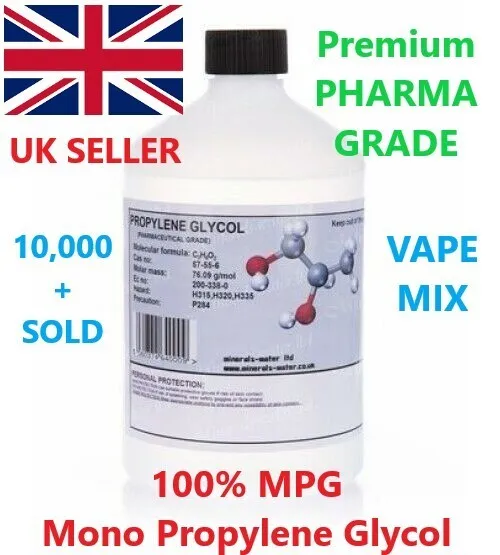 Mono Propylene Glycol 1 Litre MPG USP EP 99% Top Pharma Grade Vape Mix FREE P&P