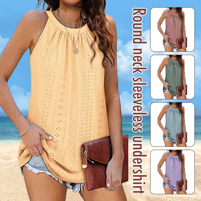 Summer Halter gilet sciolto canottiera camicetta senza maniche vacanza spiaggia camicia donna