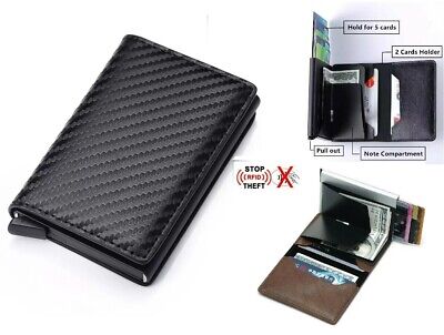 RFID Blocking Genuine Leather Credit Card Holder Money Cash Clip Wallet Purse