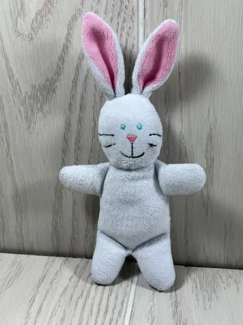 Melissa & Doug mini 6" plush white bunny rabbit blue sewn eyes pink ears Easter