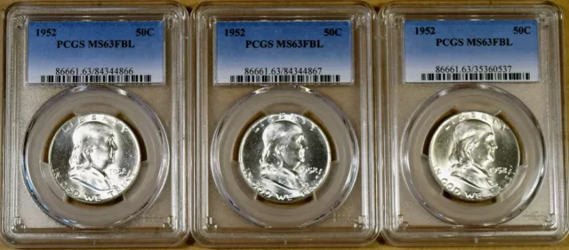 1952 PCGS MS63 FBL Franklin Half Dollar - 100% Blazing White
