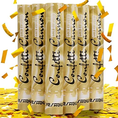 Confetti Cannon Party Poppers Gold,(6 pack) Confetti Shooters Blaster for Birthn