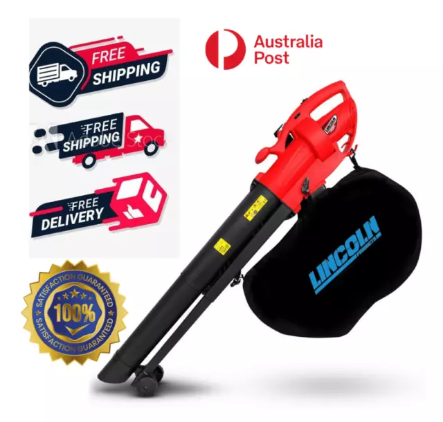 Lincoln Electric Leaf Blower Vacuum Variable Speed 3000W Garden Mulcher Vac RED