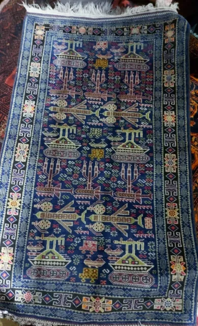 Ethnic rug Afghan War Art rug Baloch war Rug Tribal handicrafts 5x3ft  Vintage