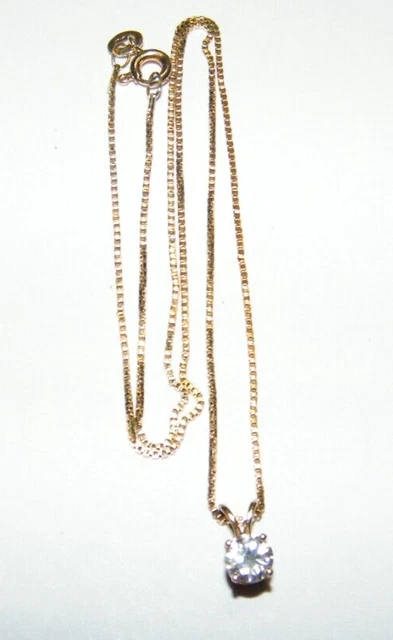 14K Yellow Gold Box Chain with   1/2 ct. Diamond Solitaire