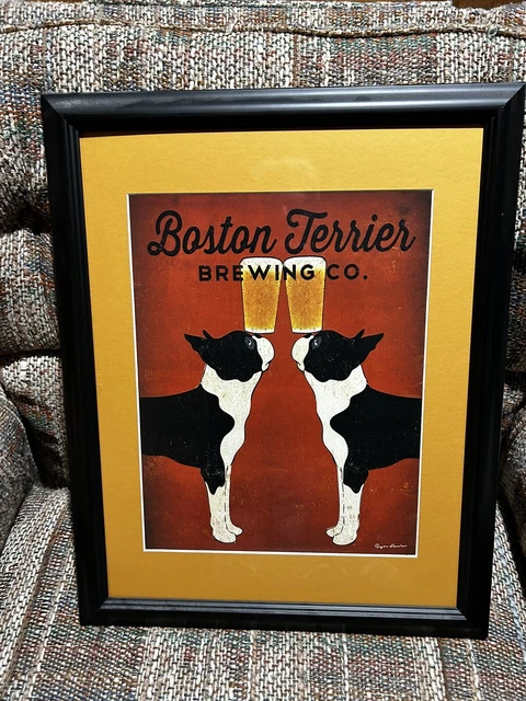 Boston Terrier Brewing Co Black Framed Wall Art Print, Dog /Home Decor Boston Terrier Brewing Co Black Framed Wall Art Print, Dog /Home Decor