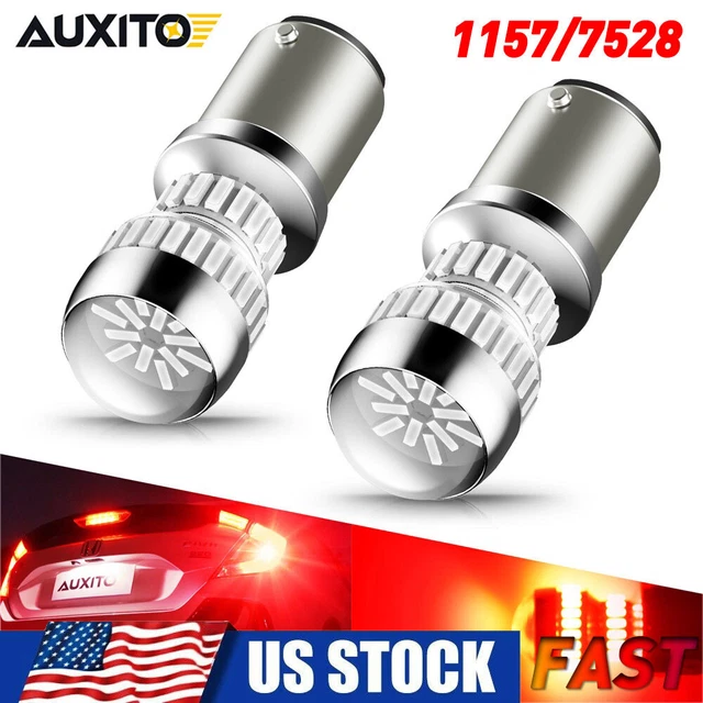 2x 1157 7528 LED Brake Stop Tail Light Bulbs Red CANbus No Error AUXITO Lamp EAC