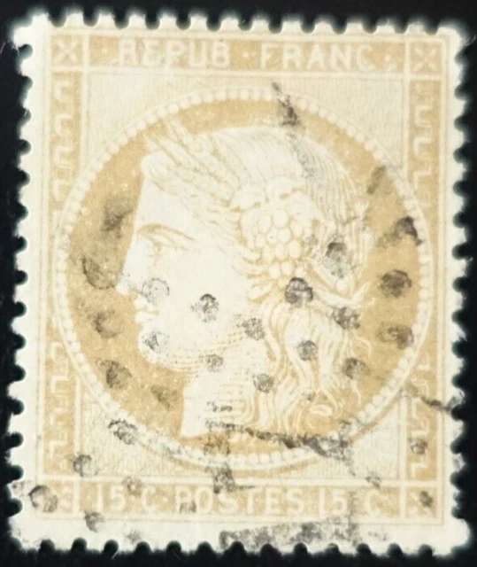 Timbre Cérès n°55, 15 c. bistre, 1873, neuf sans gomme signé cote 180 Euros