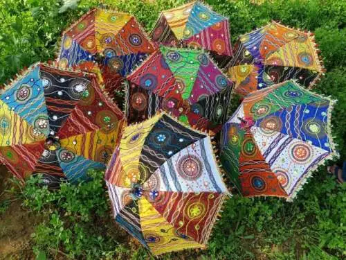Wholesale Indian Decorative Designer Handmade Umbrella Cotton Sun Parasol Decor