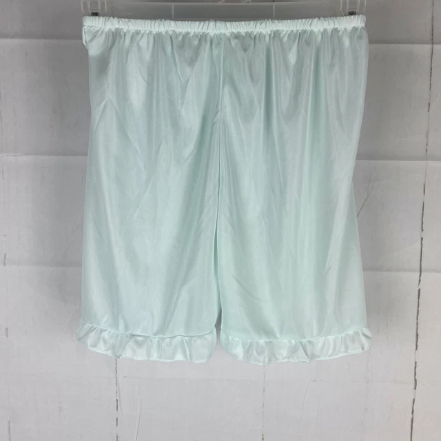 Light Blue Women's Medium Ruffled Bloomers Slip Shorts Sheer Polyester