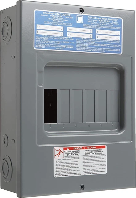 Square D - HOM612L100SCP Homeline Load Center with Cover, 100-Amp Fixed Main