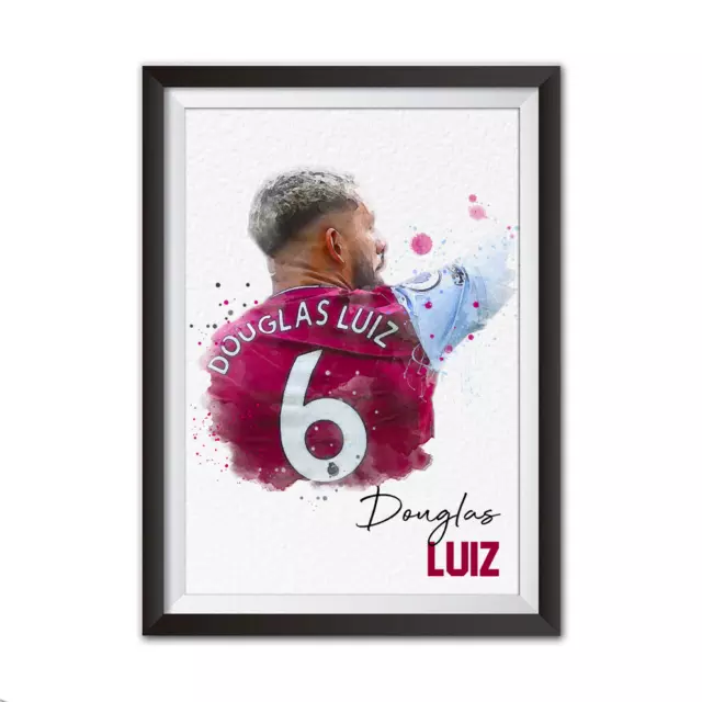 Douglas Luiz Aston Villa Watercolour Style Art Football Art Print A4 Gift